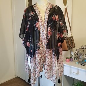 Sheer Floral Kimono Cardigan